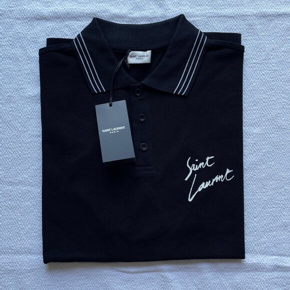 Saint Laurent Men New Casual Polo Shirt Small Black Color - Picture 2 of 5